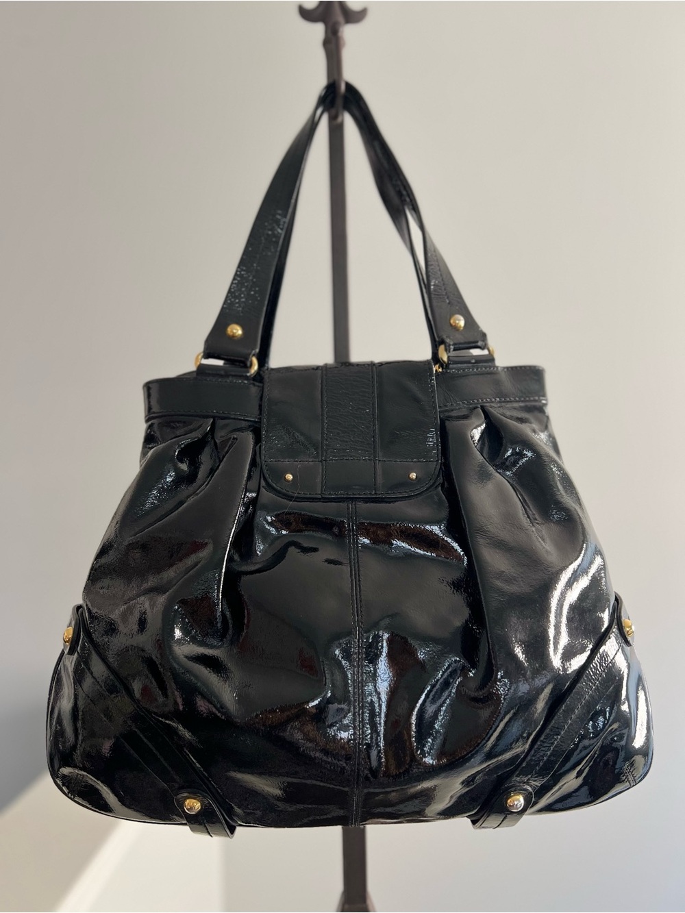 Dooney & Bourke Hayden Limited Edition Black Patent Leather Shoulder Bag Y2K - Picture 5 of 12